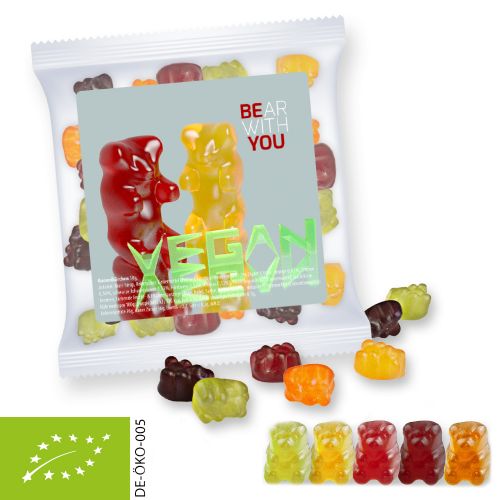Bio Gummibärchen ohne Gelatine (vegan), ca. 30g, Express Maxi-Tüte mit Etikett