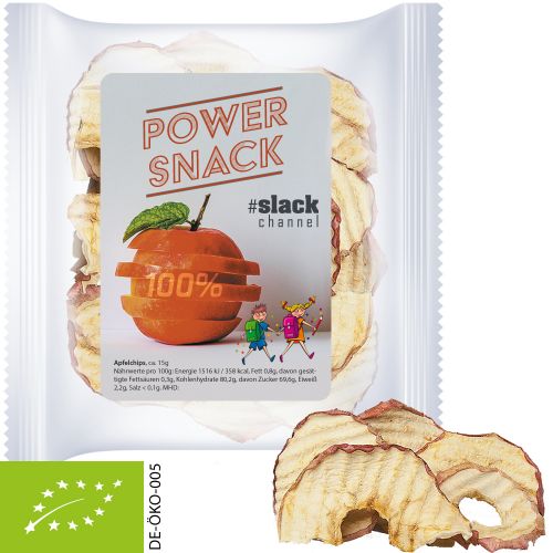 Bio Apfelchips, ca. 15g, Express Maxi-XL-Tüte mit Etikett
