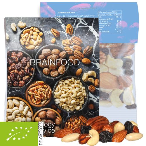 Bio Studentenfutter, ca. 15g, Express Midi-Tüte mit Werbereiter