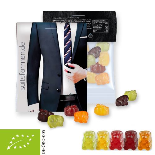 Bio Gummibärchen ohne Gelatine (vegan), ca. 15g, Express Midi-Tüte mit Werbereiter