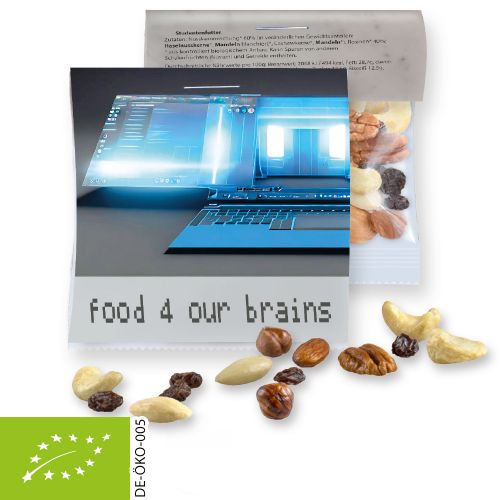 Bio Studentenfutter, ca. 30g, Express Maxi-Tüte mit Werbereiter