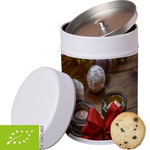 Bio Cookie Schoko-Orange (vegan), ca. 100g, Metalldose Maxi