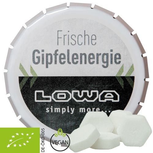 Bio Traubenzucker Orange Drops, ca. 20g, Klick-Klack Dose weiß