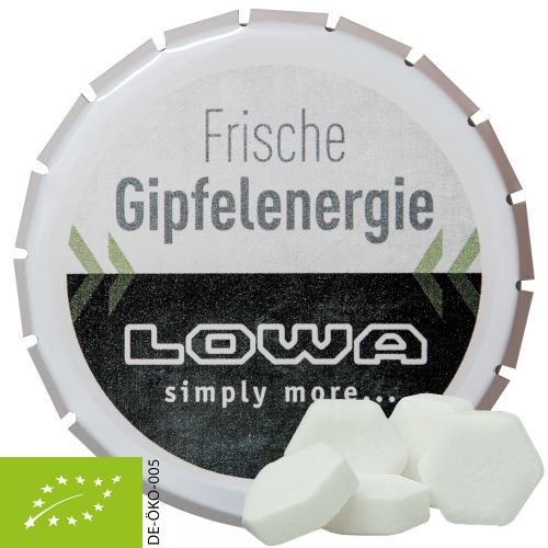 Bio Traubenzucker Orange Drops, ca. 20g, Klick-Klack Dose weiß