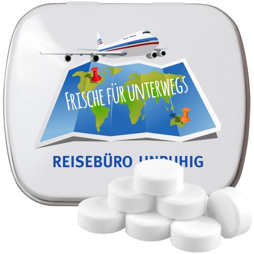 Pfefferminz Drops zuckerfrei (vegan), ca. 20g, Mintdose weiß