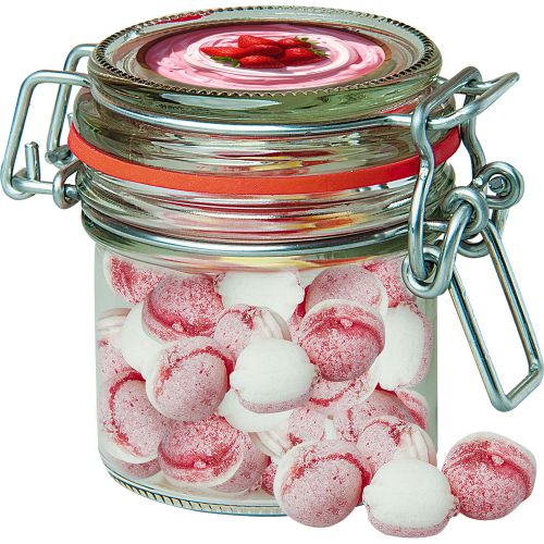Erdbeer-Joghurt Bonbons (vegan), ca. 60g, Bonbonglas Mini