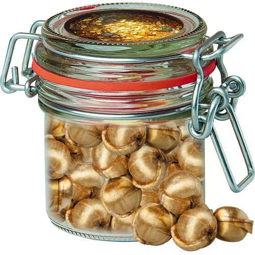 Goldnüsse Bonbons (vegan), ca. 60g, Bonbonglas Mini