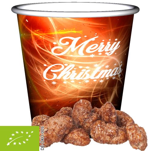 Bio Feuergebrannte Mandeln (vegan), ca. 40g, Snackbecher Mini
