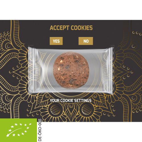 Bio Cookie Schoko-Haselnuss (vegan), ca. 7g, Werbekarte