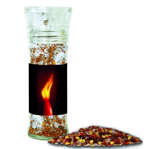 Gewürzmischung Chili-Salz, ca. 35g, transparente Gewürzmühle