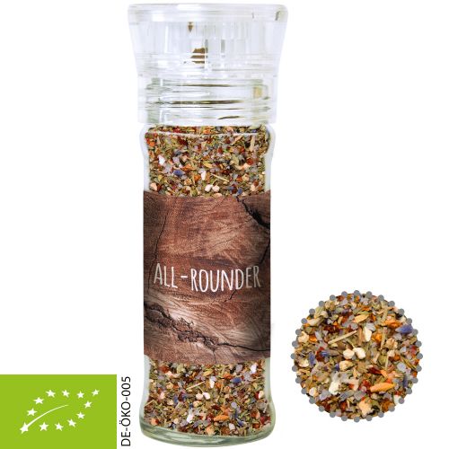 Bio Gewürzmischung Alleskönner, ca. 50g, transparente Gewürzmühle