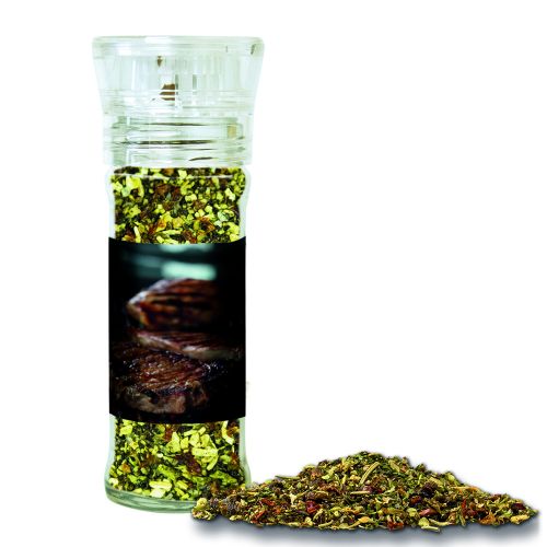 Gewürzmischung Steakgewürz, ca. 55g, transparente Gewürzmühle