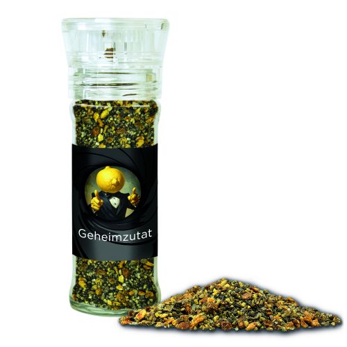 Gewürzmischung Zitronen-Pfeffer, ca. 50g, transparente Gewürzmühle
