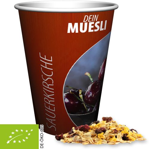 Bio Müsli Sauerkirsche, ca. 50g, Snackbecher Maxi