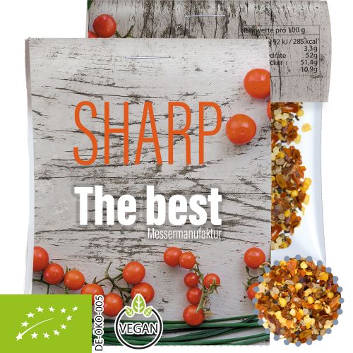 Bio Gewürzmischung Feuer und Flamme, ca. 10g, Express Gewürz Midi-Tüte mit Werbereiter