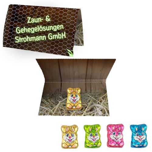 Schoko-Hasen Mix, ca. 6g, Werbekarte A6 gefaltet