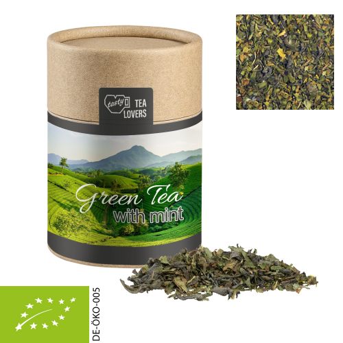 Bio Grüner Tee mit Minze, ca. 30g, Kraftpapierdose Midi