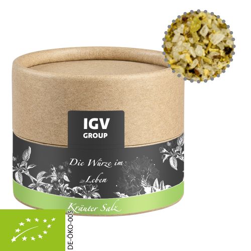 Bio Gewürzmischung Kräutersalz, ca. 40g, Kraftpapierdose Mini