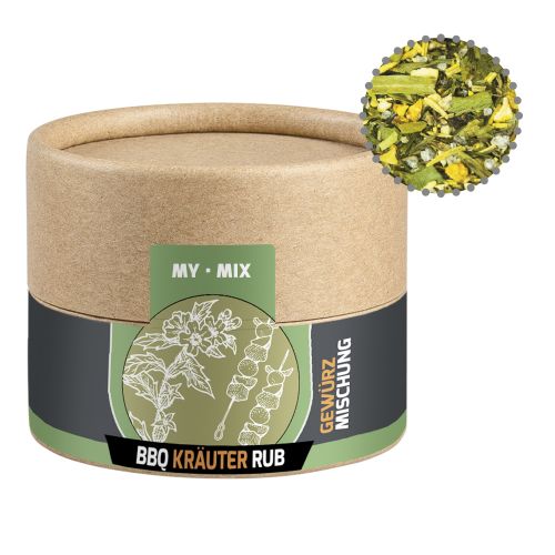 Gewürzmischung BBQ Kräuter Rub, ca. 28g, Kraftpapierdose Mini