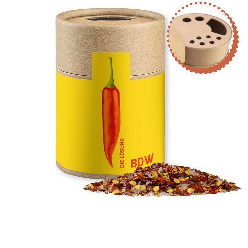 Gewürzmischung Chili-Salz, ca. 55g, Kraftpapierstreuer Midi