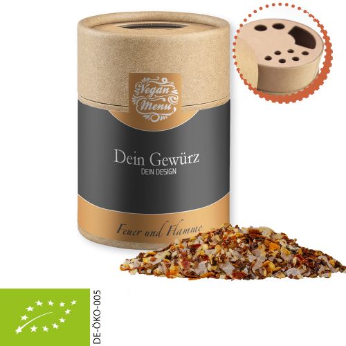Bio Gewürzmischung Feuer und Flamme, ca. 75g, Kraftpapierstreuer Midi