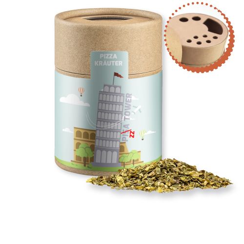 Gewürzmischung Pizza-Kräuter, ca. 25g, Kraftpapierstreuer Midi