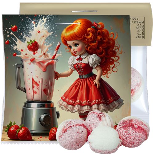 Erdbeer-Joghurt Bonbons (vegan), ca. 17g, Express Midi-Tüte mit Werbereiter