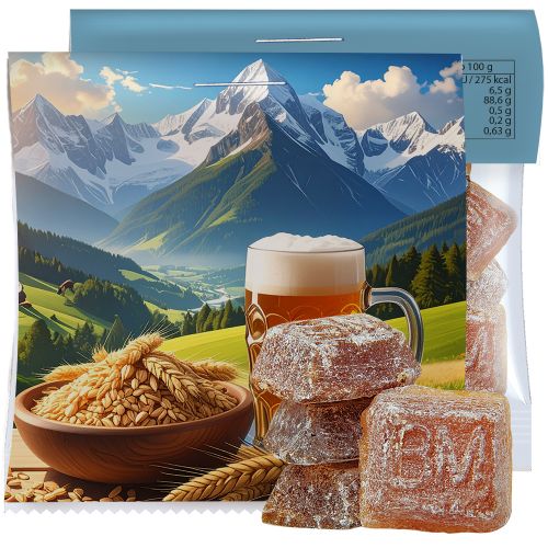 Bayrisch Malz Bonbons (vegan), ca. 17g, Express Midi-Tüte mit Werbereiter