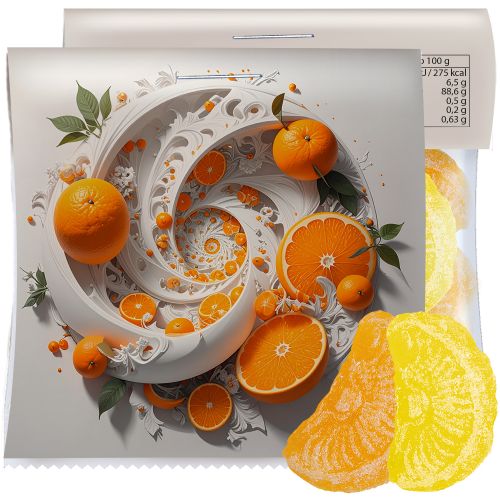 Zitrone und Orangen Bonbons (vegan), ca. 17g, Express Midi-Tüte mit Werbereiter