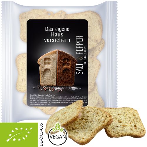 Bio Brot Chips Salz und Pfeffer, ca. 20g, Express Maxi-XL-Tüte mit Etikett