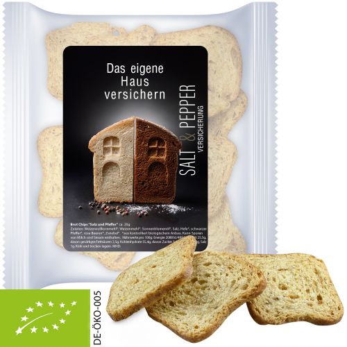 Bio Brot Chips Salz und Pfeffer (vegan), ca. 20g, Express Maxi-XL-Tüte mit Etikett