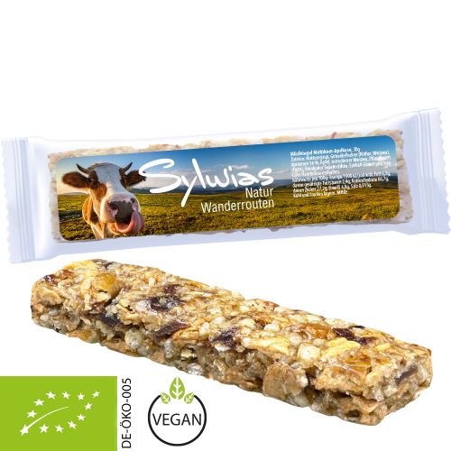 Bio Müsliriegel Multikorn-Aprikose, 30g, Express Flowpack mit Etikett