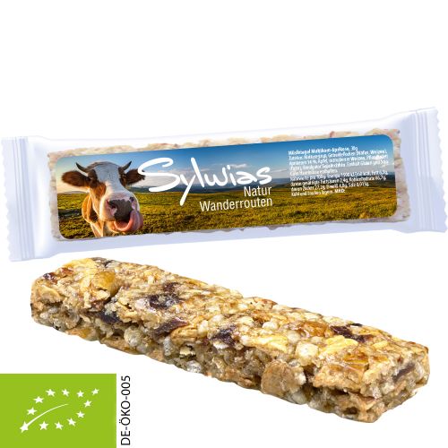 Bio Müsliriegel Multikorn-Aprikose (vegan), 30g, Express Flowpack mit Etikett