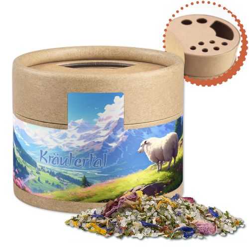 Alpenkräuter Salz, ca. 50g, Kraftpapierstreuer Mini