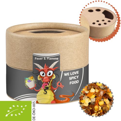 Bio Gewürzmischung Feuer und Flamme, ca. 40g, Kraftpapierstreuer Mini