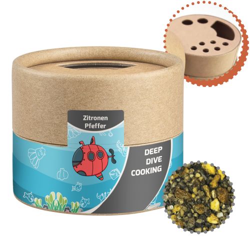 Gewürzmischung Zitronen-Pfeffer, ca. 40g, Kraftpapierstreuer Mini