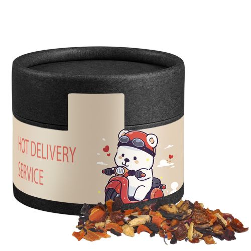 Kaminfeuer Tee, ca. 20g, Kraftpapierdose Mini schwarz