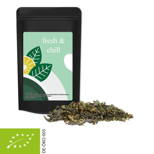 Bio Grüner Tee mit Minze, ca. 12g, Standbeutel Mini schwarz