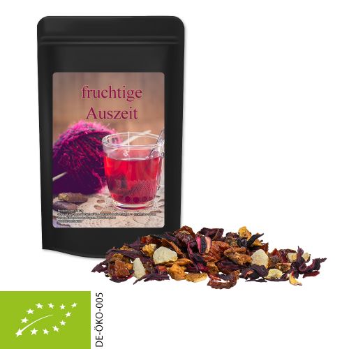 Bio Früchtetee gute Laune, ca. 17g, Standbeutel Mini schwarz