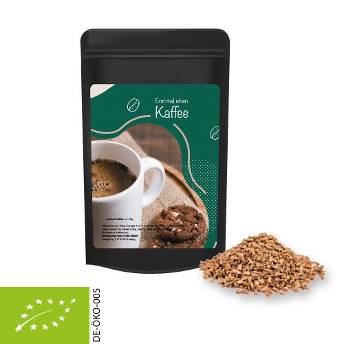 Bio Instant Kaffee, ca. 20g, Standbeutel Mini schwarz