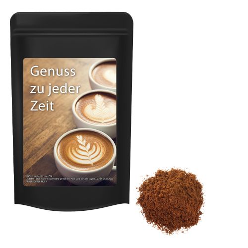 Kaffee, gemahlen, ca. 70g, Standbeutel Midi schwarz