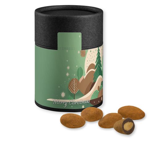 Schokomandeln mit Zimt, ca. 80g, Kraftpapierdose Midi schwarz