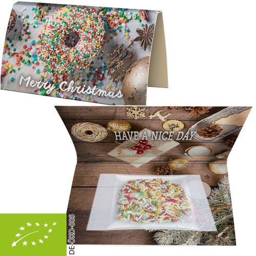 Bio Zucker-Streusel, ca. 15g, Werbekarte A6 gefaltet