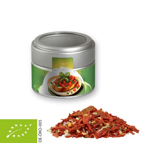 Bio Gewürzmischung Toskanische Bruchetta, ca. 40g, Metalldose Mini mit Sichtfenster silber
