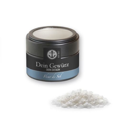 Fleur de Sel, ca. 50g, Metalldose Mini mit Sichtfenster schwarz