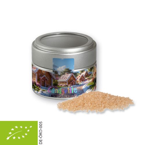Bio Gewürzmischung Lebkuchen, ca. 70g, Metalldose Mini mit Sichtfenster silber