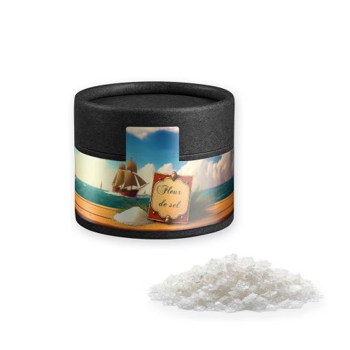 Fleur de Sel, ca. 40g, Kraftpapierdose Mini schwarz