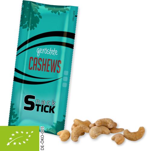 Bio Cashewkerne geröstet gesalzen, ca. 30g, Snack Stick