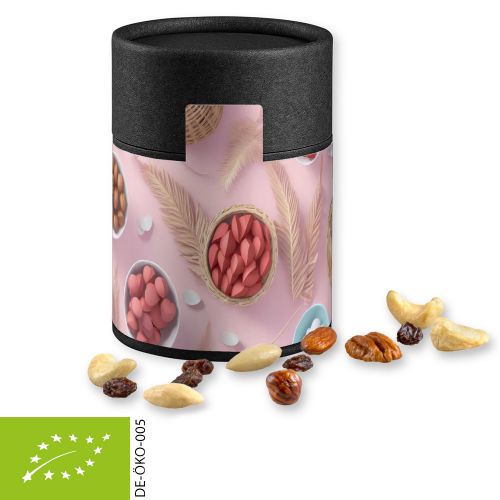 Bio Studentenfutter, ca. 80g, Kraftpapierdose Midi schwarz