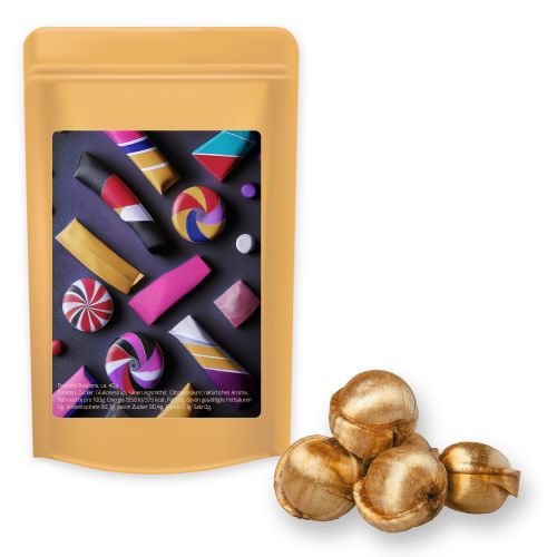 Goldnüsse Bonbons (vegan), ca. 80g, Standbeutel Midi